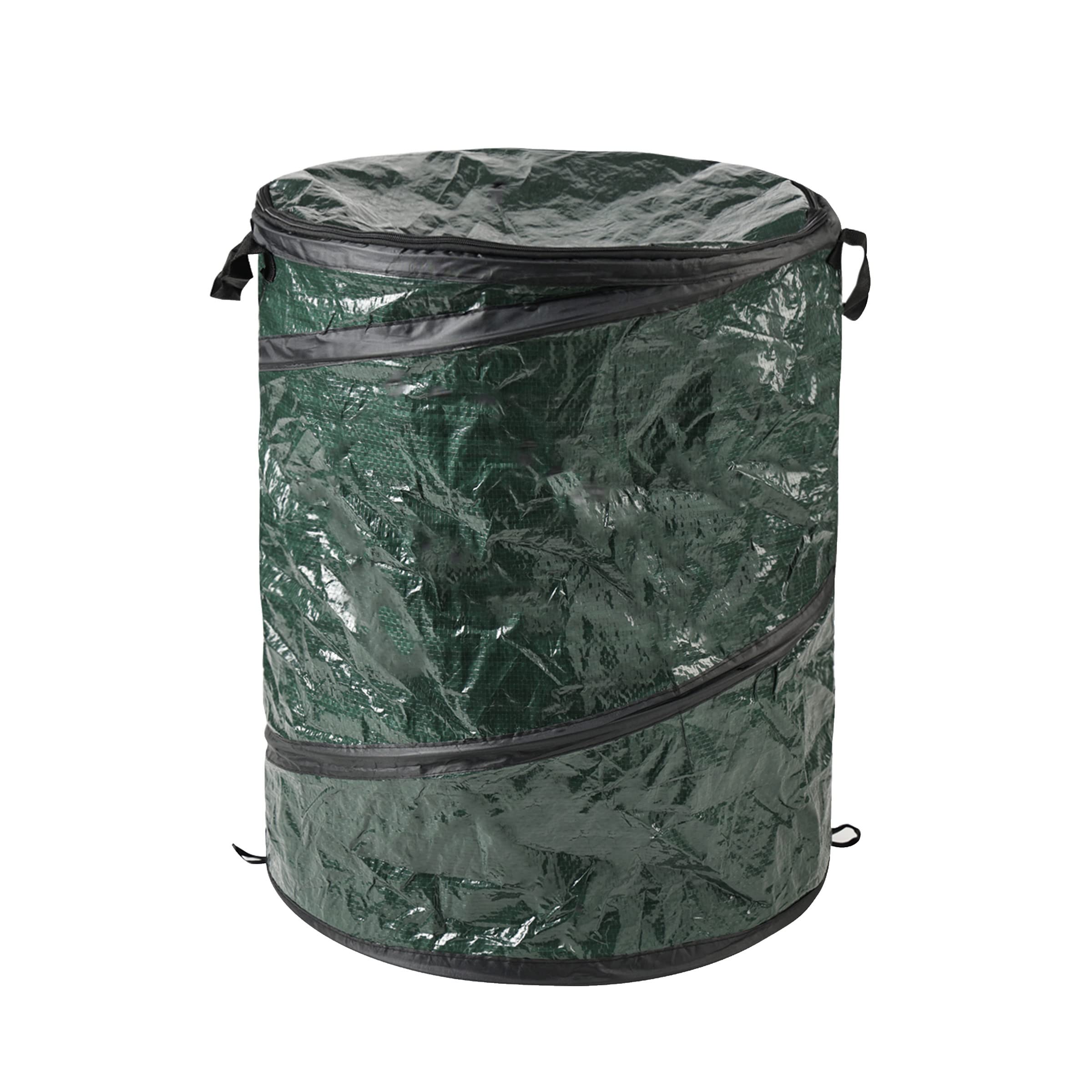 Collapsible Trash Can - Pop Up Outdoor Portable Garbage Bag Holder with Zippered Lid - Recycle Bin for Camping or Parties by Wakeman