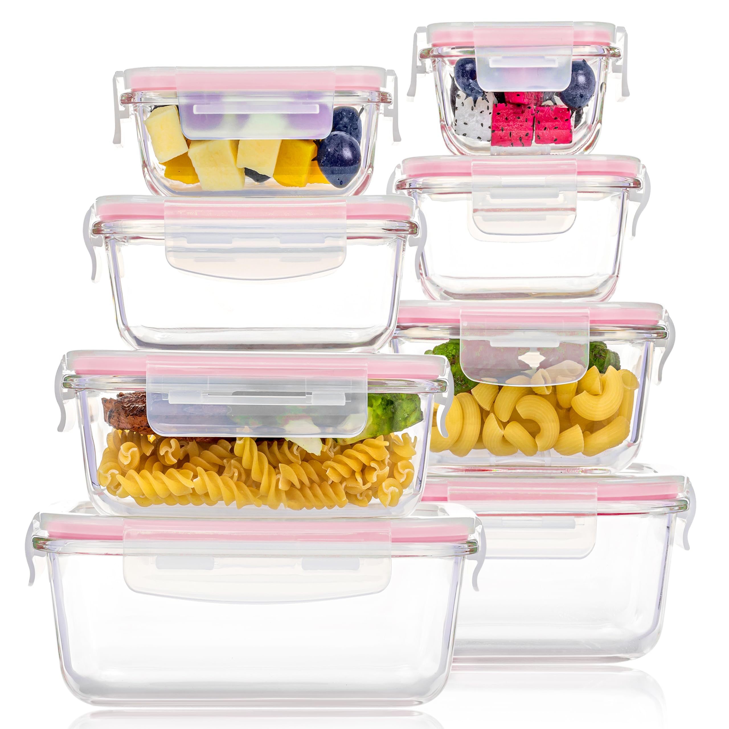 Vtopmart 8 Pack Glass Food Storage Containers with Lids