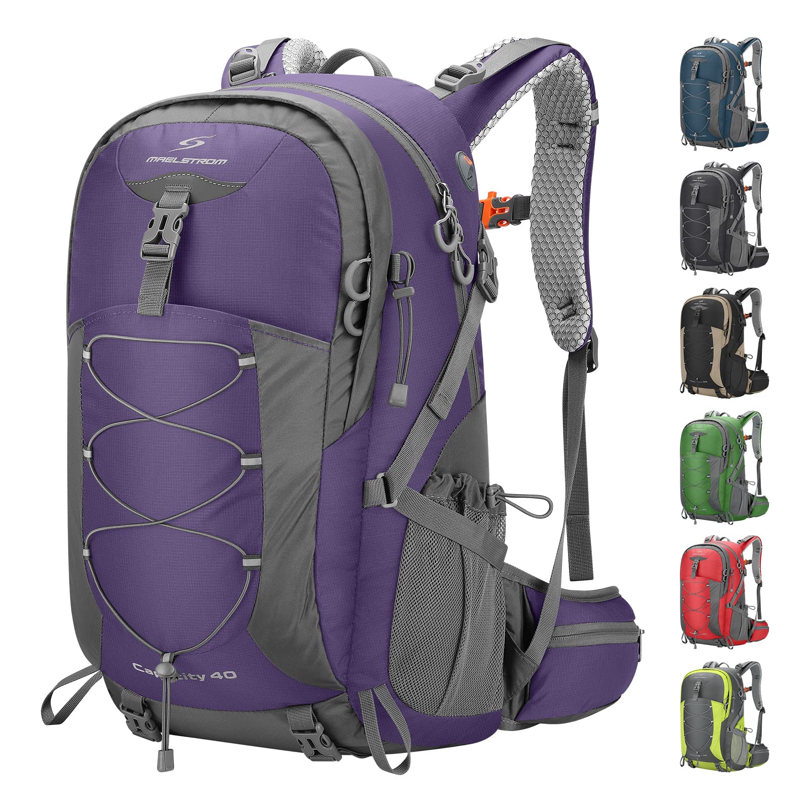 Maelstrom Hiking Backpack, Camping Backpack, 40L/50L Waterproof Hiking Daypack with Rain Cover, Lightweight Travel Backpack
