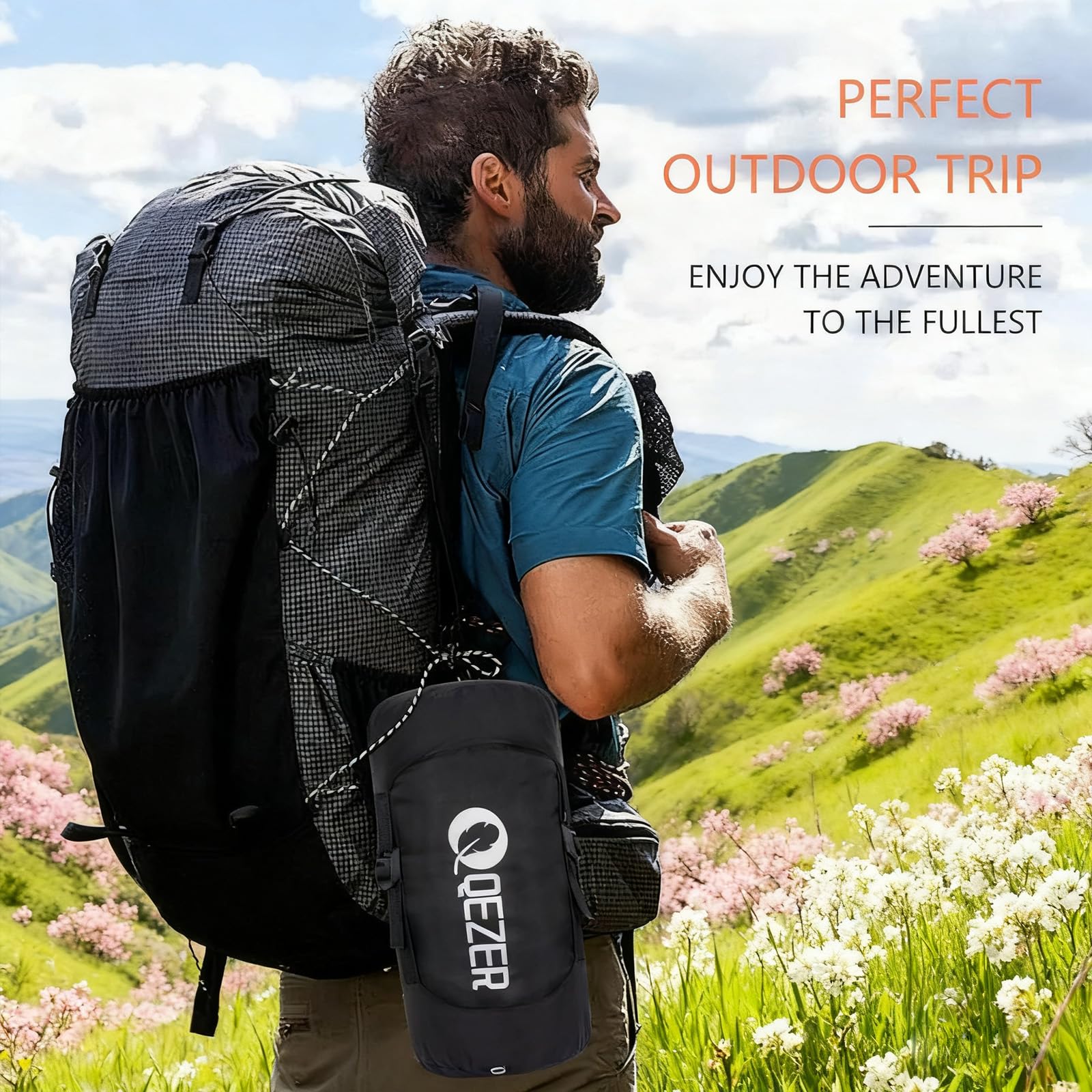 QEZER Down Sleeping Bag for Adults, 600FP Cold Warm Weather Backpacking