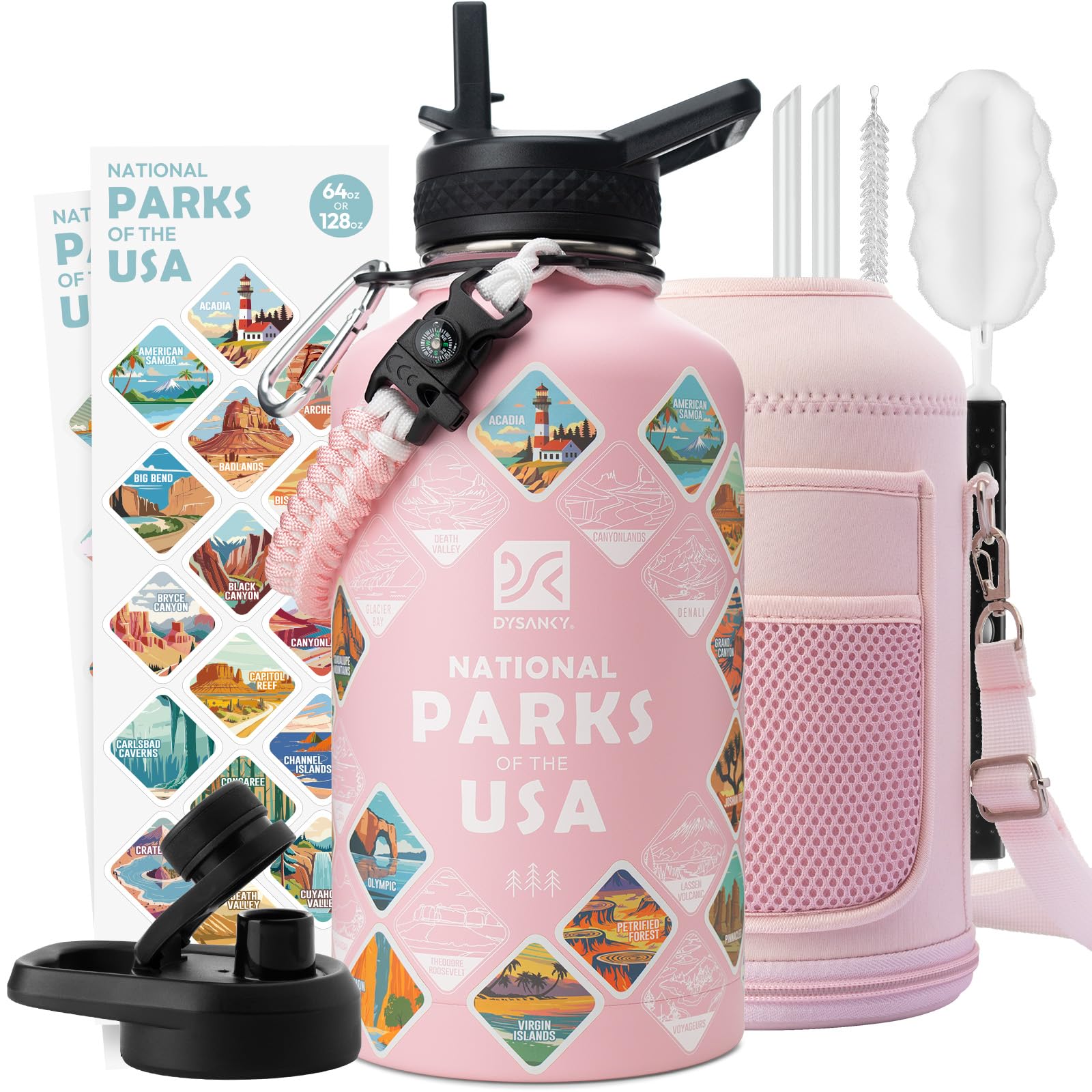 DYSANKY Insulated Water Bottle 32, 40, 64,87, 128 OZ - Multiple Insulation Vacuum Sealed - Portable Sports Metal Water Jug for Outdoor Adventure