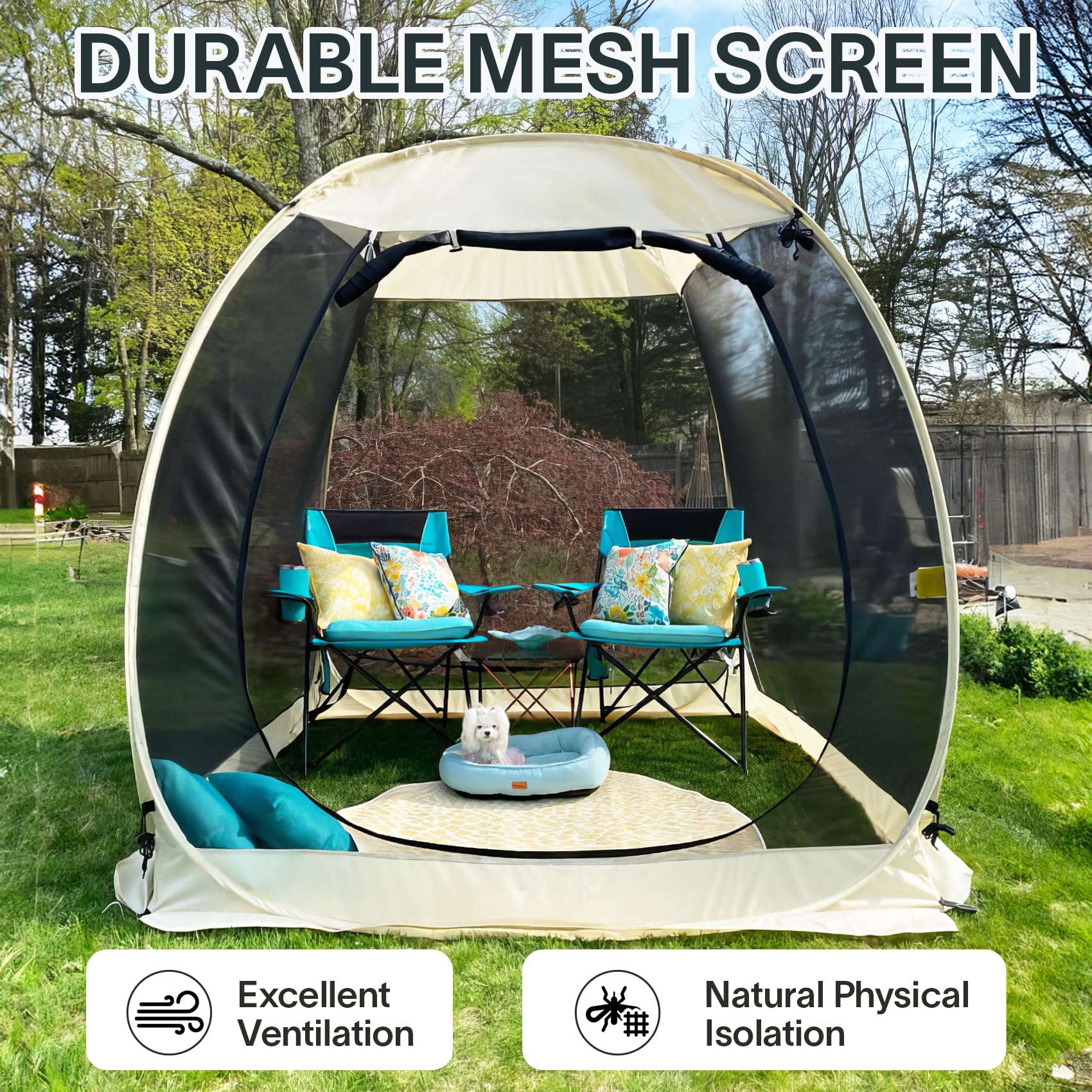 Alvantor Pop Up Screen House Tent, Instant Outdoor Gazebo with Mosquito Netting & UPF 50+ Sun Protection, Portable Canopy Shelter for Patio, Backyard, Camping (2-10 Person)