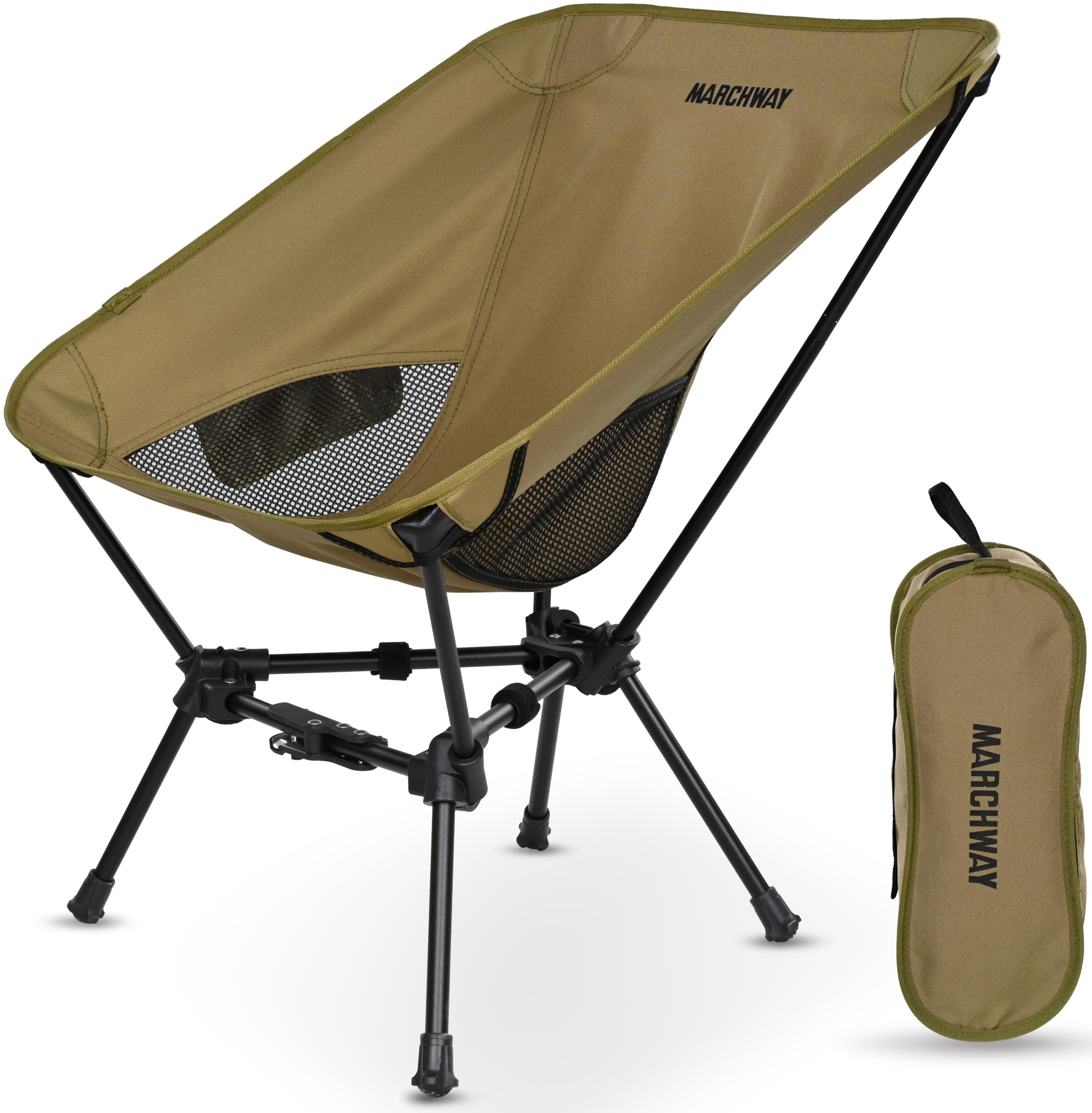 MARCHWAY Lightweight Portable Camping Chair, Stable Foldable Compact for Outdoor Camp, Travel, Beach, Picnic, Festival, Hiking, Backpacking