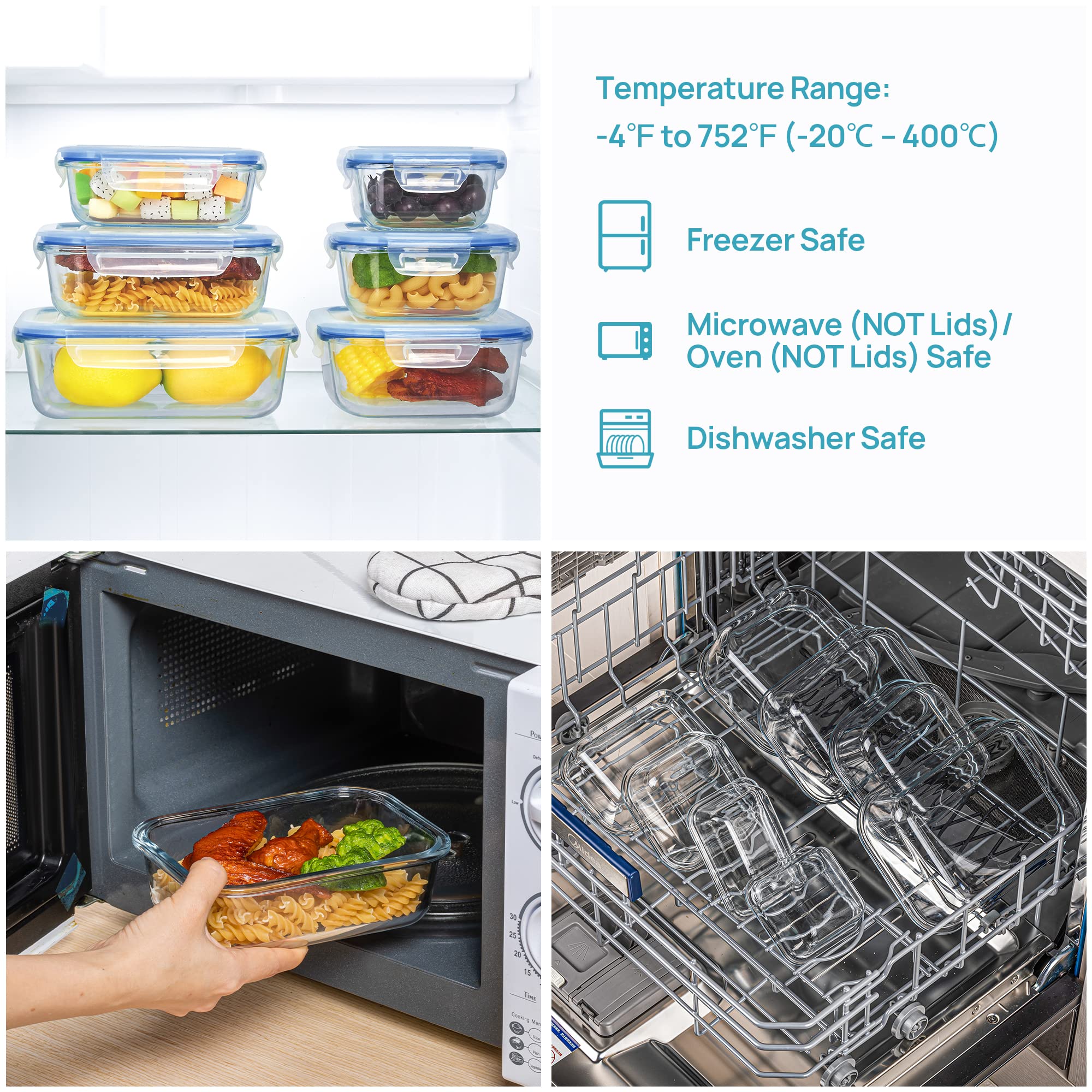 Vtopmart 8 Pack Glass Food Storage Containers with Lids