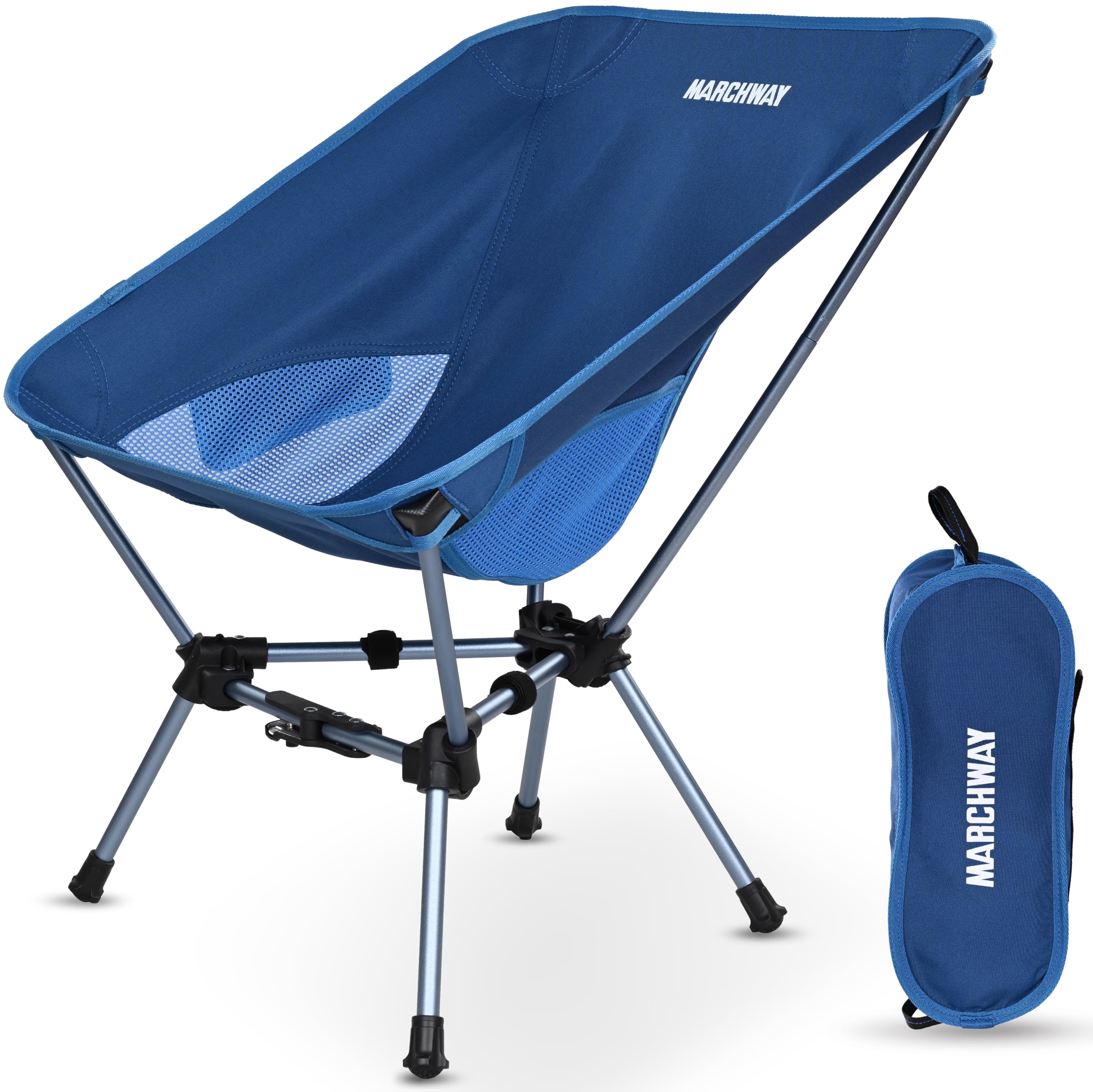 MARCHWAY Lightweight Portable Camping Chair, Stable Foldable Compact for Outdoor Camp, Travel, Beach, Picnic, Festival, Hiking, Backpacking