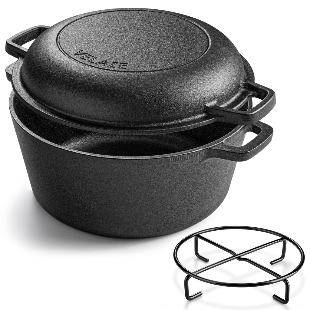 Velaze Pre-Seasoned Cast Iron Dutch Oven Pot with Lid