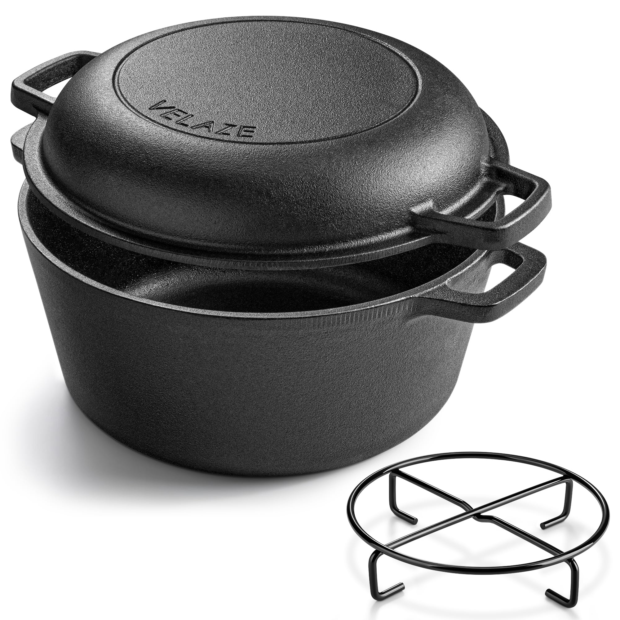 Velaze Pre-Seasoned Cast Iron Dutch Oven Pot with Lid