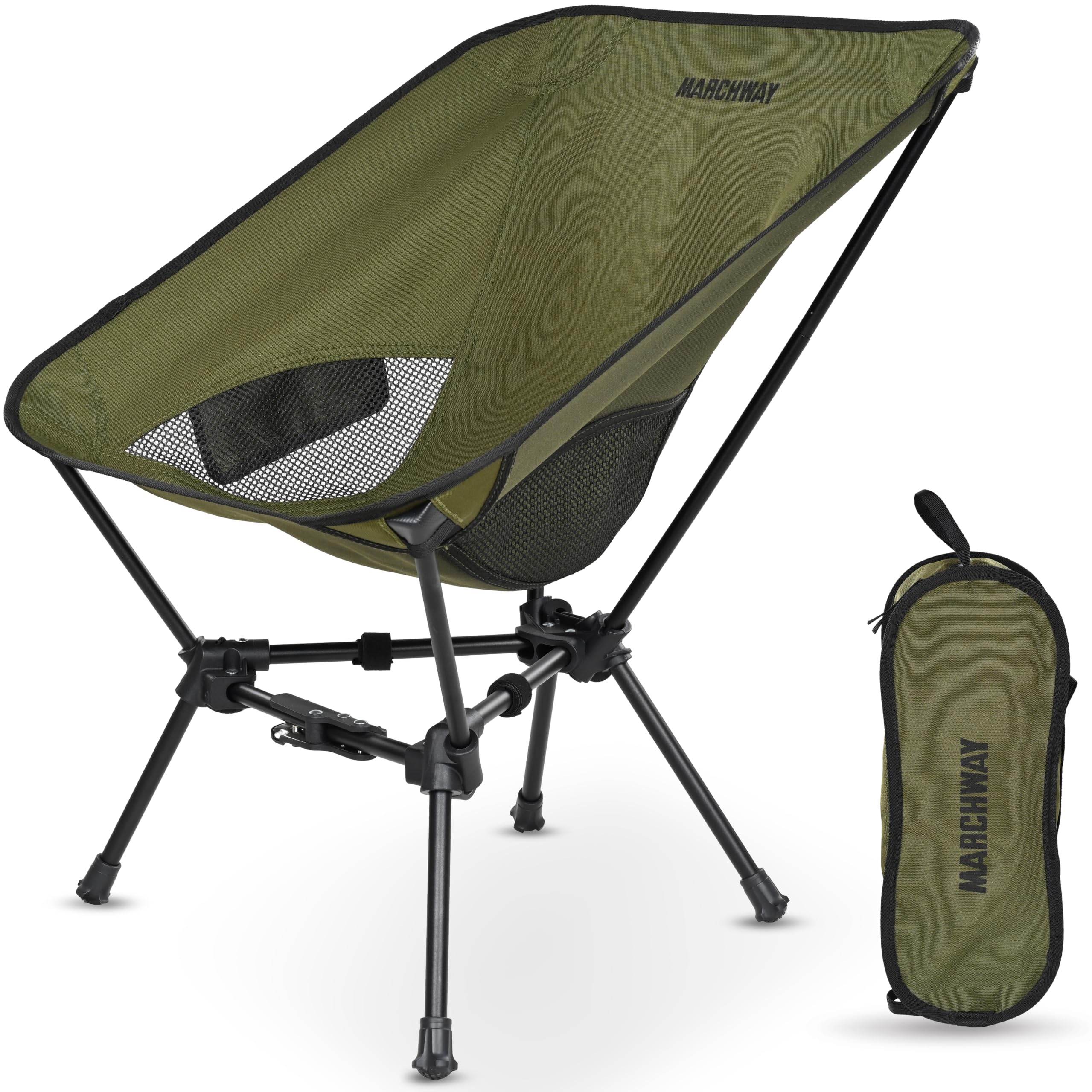 MARCHWAY Lightweight Portable Camping Chair, Stable Foldable Compact for Outdoor Camp, Travel, Beach, Picnic, Festival, Hiking, Backpacking