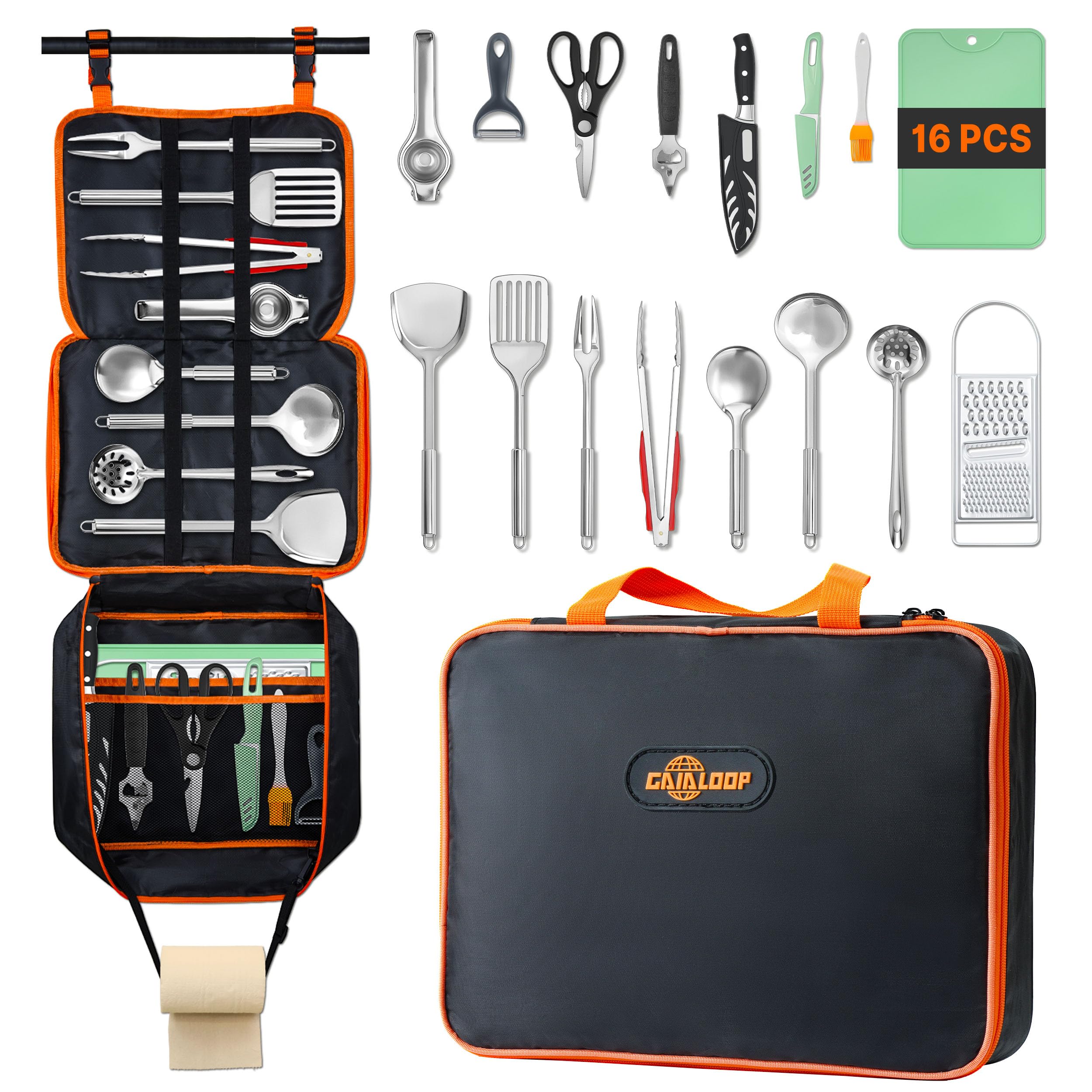 Portable Camping Cooking Utensil Set with Organizer Bag