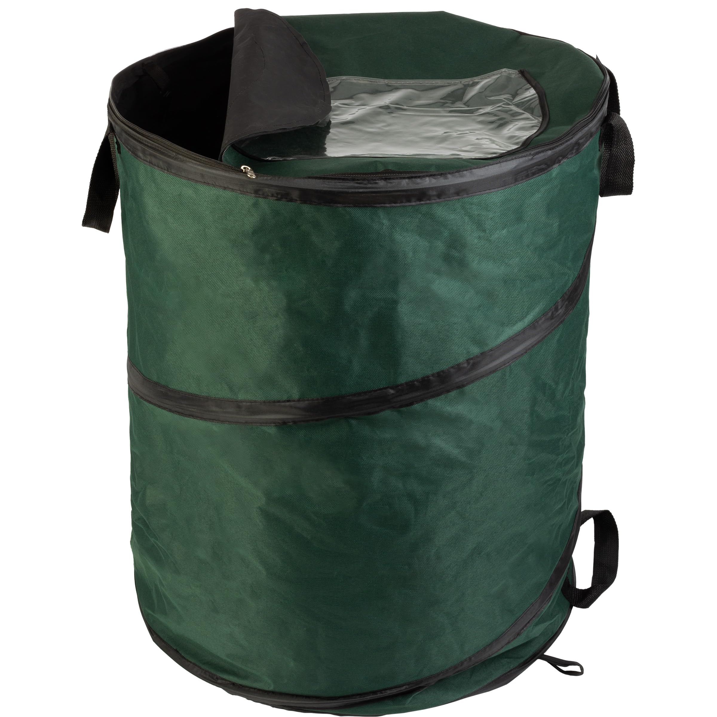 Collapsible Trash Can - Pop Up Outdoor Portable Garbage Bag Holder with Zippered Lid - Recycle Bin for Camping or Parties by Wakeman